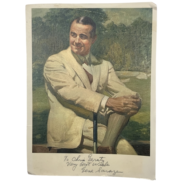 Gene Sarazen Signed Vintage Textured Portrait Print JSA ALOA