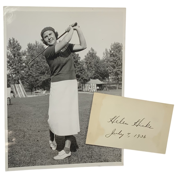 Helen Hicks Autograph Card and Vintage Acme Newspictures Press Photograph JSA ALOA