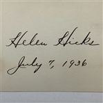 Helen Hicks Autograph Card and Vintage Acme Newspictures Press Photograph JSA ALOA