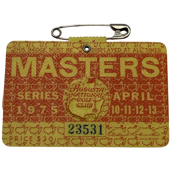 1975 Masters Tournament Series Badge Augusta National Golf Club 23531