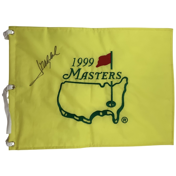 Jose Maria Olazabal Signed 1999 Masters Tournament Embroidered Flag - 1st Dated Flag JSA ALOA