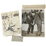 Three Gene Sarazen Vintage Golf Memorabilia Items Including Signed Slip and Press Photographs JSA ALOA