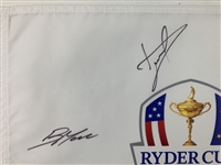 European Team Signed 2023 Ryder Cup at Marco Simone Flag JSA ALOA