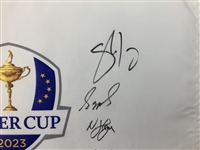 European Team Signed 2023 Ryder Cup at Marco Simone Flag JSA ALOA