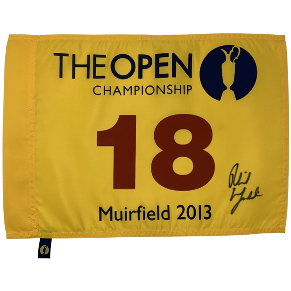 Phil Mickelson Signed 2013 Open Championship Muirfield Flag JSA ALOA