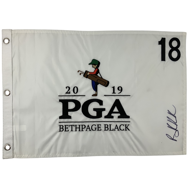 Brooks Koepka Signed 2019 PGA Championship Bethpage Black Flag JSA ALOA