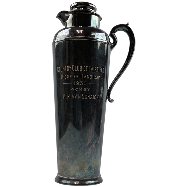 Gorham Silver Plated 4 Pint Cocktail Shaker 1935 Country Club of Fairfield Golf Trophy
