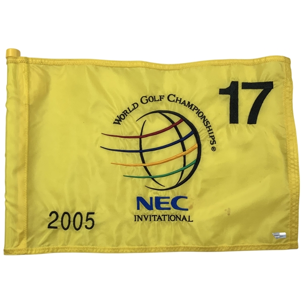 2005 WGC NEC Invitational Tournament-Used Hole 17 Flag - Tiger Woods 45th PGA Tour Win