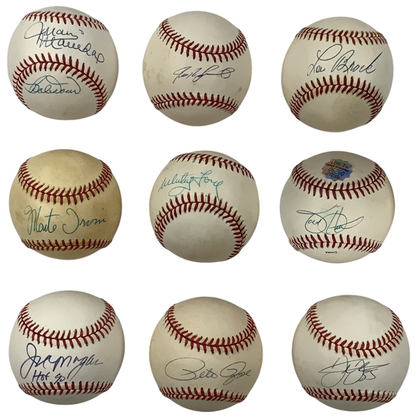 A Collection of Nine (9) Hall of Fame Signed Baseballs JSA ALOA
