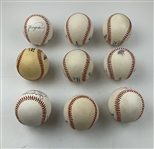A Collection of Nine (9) Hall of Fame Signed Baseballs JSA ALOA
