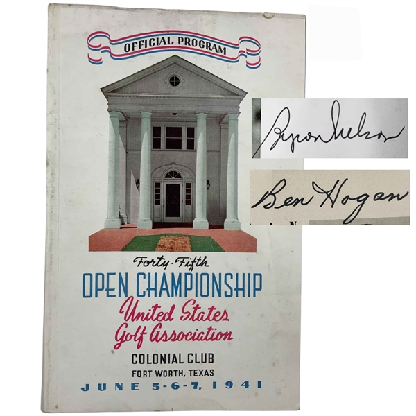 Texans Ben Hogan & Byron Nelson Signed 1941 US Open at Colonial CC in Fort Worth Program JSA ALOA