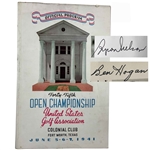 Texans Ben Hogan & Byron Nelson Signed 1941 US Open at Colonial CC in Fort Worth Program JSA ALOA