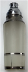 Vintage Frosted Glass Three Piece Cocktail Shaker with Silver Overlay Golfing Motif