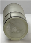 Vintage Frosted Glass Three Piece Cocktail Shaker with Silver Overlay Golfing Motif