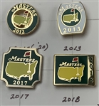 A Collection of 18 Masters Tournament Commemorative Enamel Lapel Pins