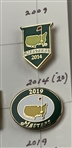 A Collection of 18 Masters Tournament Commemorative Enamel Lapel Pins