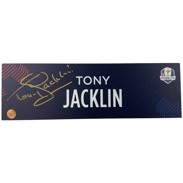 Tony Jacklin Signed 2025 Ryder Cup Nameplate JSA ALOA