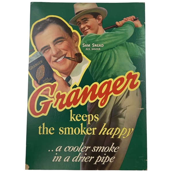 c.1940s Sam Snead Granger Tobacco Advertising Sizable Broadside Display
