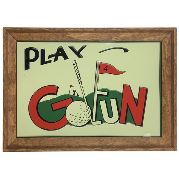 Framed Play Golf 4 Fun Reverse Painted Glass Sign