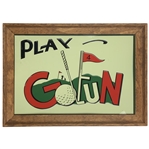 Framed Play Golf 4 Fun Reverse Painted Glass Sign