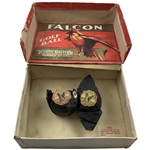c.1920 North British Rubber Co Falcon Golf Ball Box w/ 2 Sealed Falcon Golf Balls Within