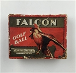 c.1920 North British Rubber Co Falcon Golf Ball Box w/ 2 Sealed Falcon Golf Balls Within