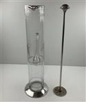 Vintage Tall Sterling Silver Overlay Golf Motif Glass Cocktail Pitcher w/ Uncommon Stirrer Set