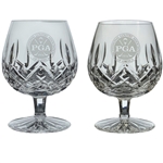 Two Waterford Cut Crystal PGA Brandy Snifters