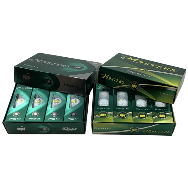 Two Dozen Titleist Pro V1 Masters Tournament Golf Balls Including 2015 Edition