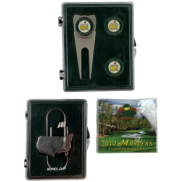 Three Official Masters Tournament Golf Accessories and 2010 Commemorative Pin
