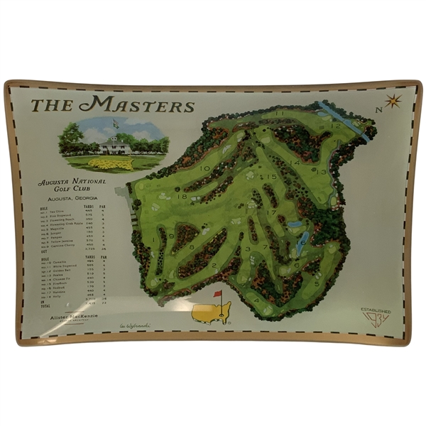 Lee Wybranski Augusta National Golf Club Course Map Glass Tray for The Masters