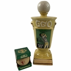 Two Vintage Golf-Themed Ceramic Liquor Decanters Including 1975 Greater Greensboro Open Commemorative and Old St. Andrews Scotch Whisky Miniature