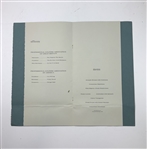 1963 Ryder Cup British-American Team Dinner Program and Menu