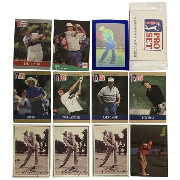 A Collection of 12 Pro Set PGA Tour Golf Trading Cards Including Prototypes and Ben Hogan Hologram
