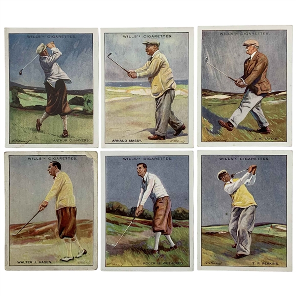 A Group of Six W.D. and H.O. Wills Famous Golfers Cigarette Cards
