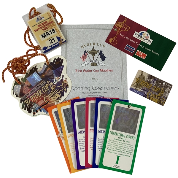 A Collection of 1995 and 1997 Ryder Cup Golf Memorabilia and Ephemera