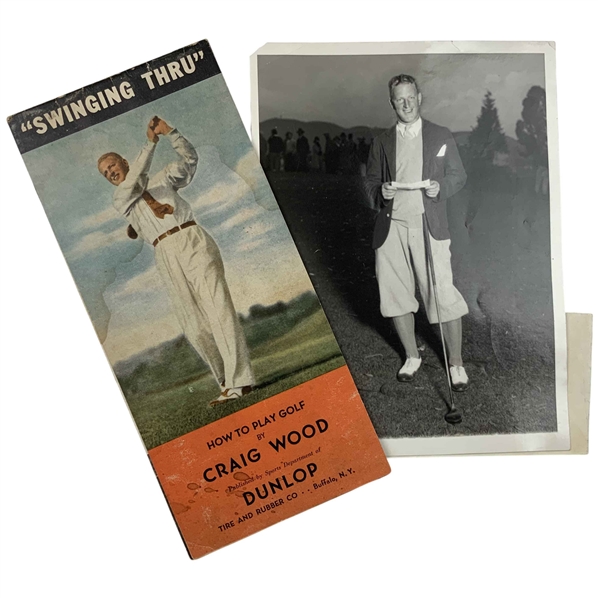 Two Pieces of Craig Wood Golf Memorabilia Including 1929 Associated Press Photograph and Circa 1935 Dunlop Instructional Pamphlet