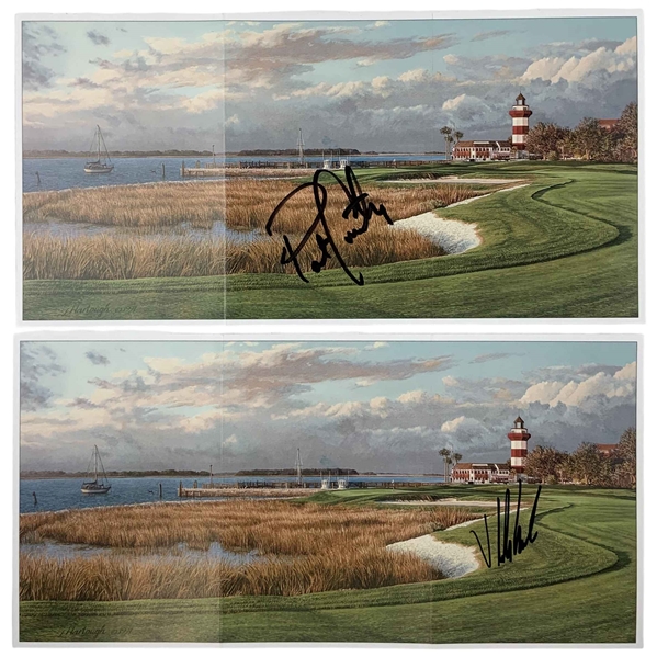Viktor Hovland & Patrick Cantlay Signed Harbourtown Scorecards JSA ALOA