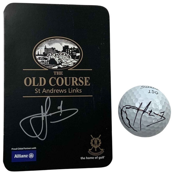 Cam Smith Signed Titleist Pro V1 Golf Ball and St Andrews Links Old Course Scorecard JSA ALOA
