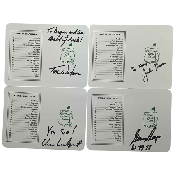 Watson, Thomas, Player & Lundquist Signed Augusta National Golf Club Scorecards JSA ALOA