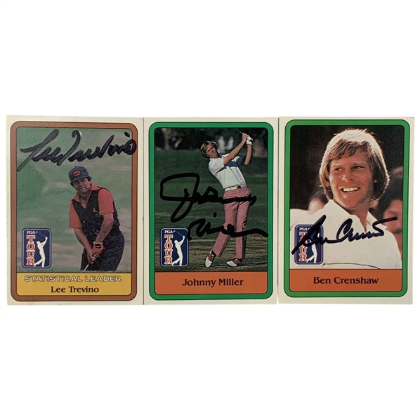 A Trio of Signed 1981 PGA Tour Golf Cards Featuring Lee Trevino, Johnny Miller, and Ben Crenshaw JSA ALOA