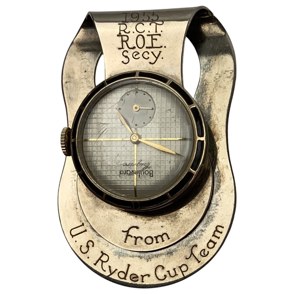 1955 US Ryder Cup Team Gifted Money Clip Watch to British Team Manager Reginald Chas. Thomas Roe 