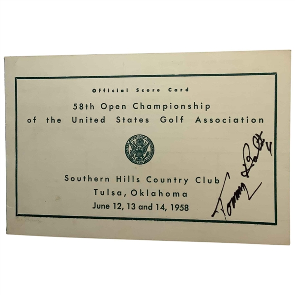 Tommy Bolt Signed 1958 US Open at Southern Hills Scorecard JSA ALOA