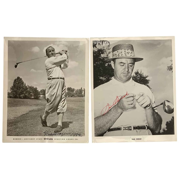 Two Vintage Signed Press and Publicity Photographs of Gene Sarazen and Sam Snead JSA ALOA