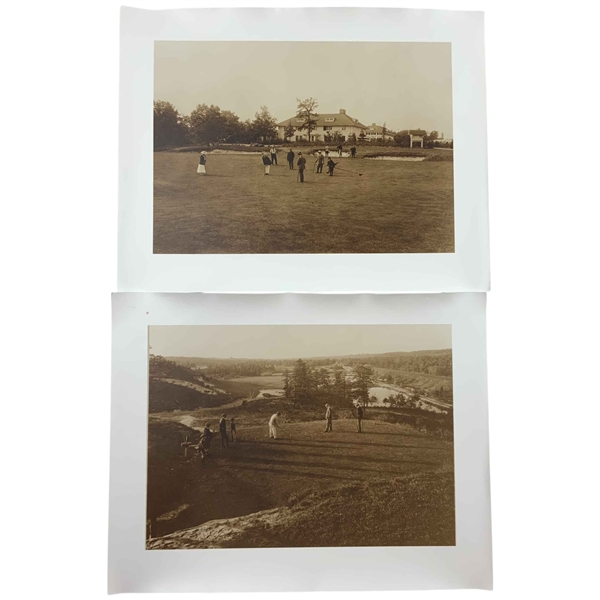 A Pair of Sepia Toned Gelatin Silver Prints Depicting Early Golfing Scenes at Pine Valley