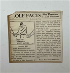 A Collection of Original Production Drawings and Clippings for Golf Facts Not Theories by Alex Morrison
