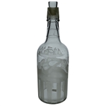 Etched and Frosted Glass Golf Themed Decanter with Two Ground Stoppers