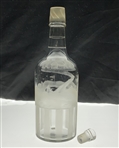 Etched and Frosted Glass Golf Themed Decanter with Two Ground Stoppers