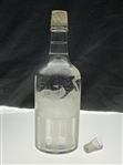 Etched and Frosted Glass Golf Themed Decanter with Two Ground Stoppers