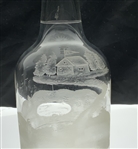 Etched and Frosted Glass Golf Themed Decanter with Two Ground Stoppers